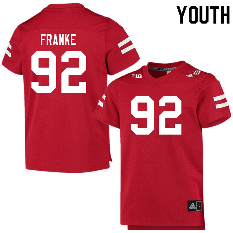 Youth #92 Brendan Franke Nebraska Cornhuskers College Football Jerseys Sale-Scarlet